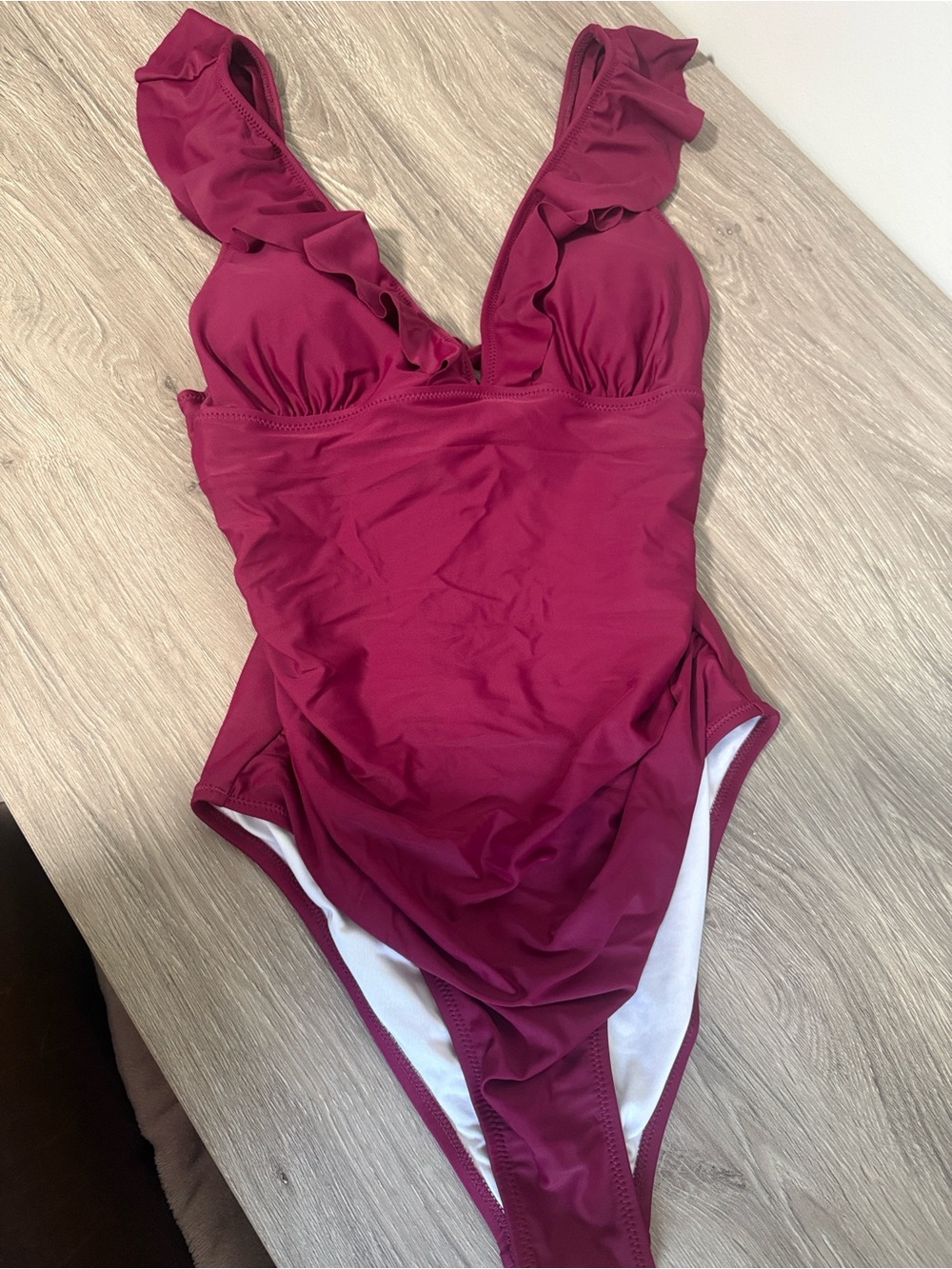 Cupshe Girls Ruffled Plum One-Piece Swimsuit
